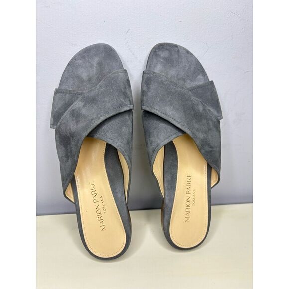 Marion Parke Women's Toscana Crisscross Strap Suede‎ Slides Sandals Gray Sz 6.5 - Picture 1 of 6